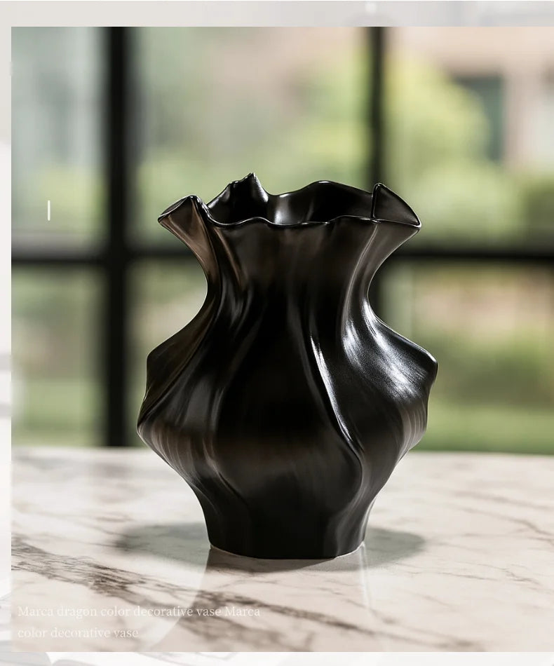 Textured Wave Ceramic Vase