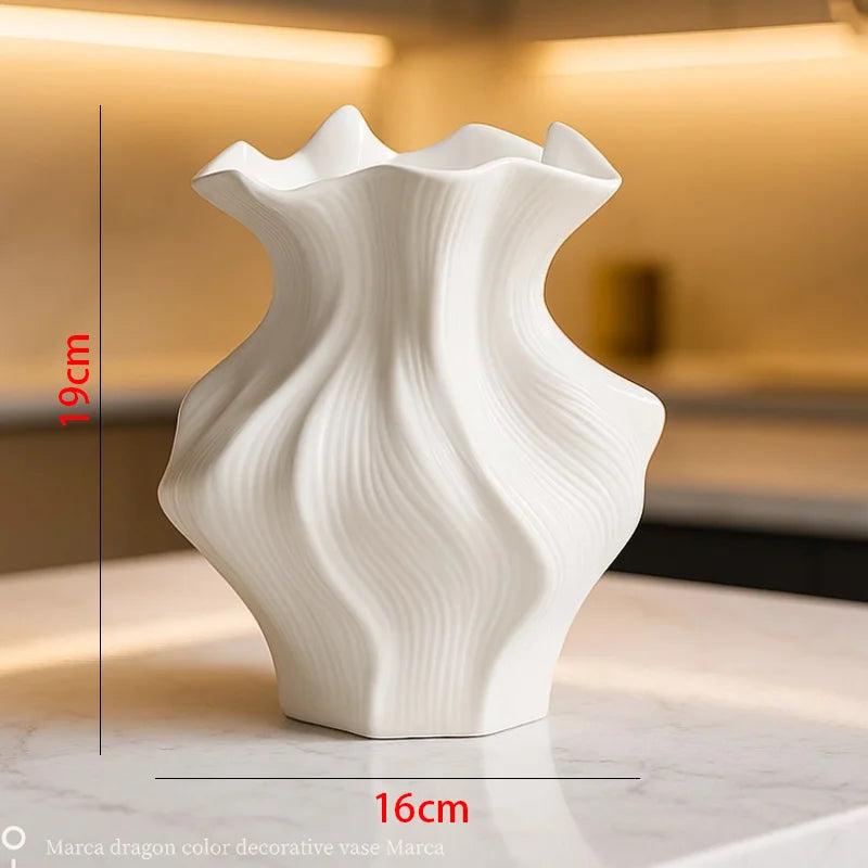 Textured Wave Ceramic Vase