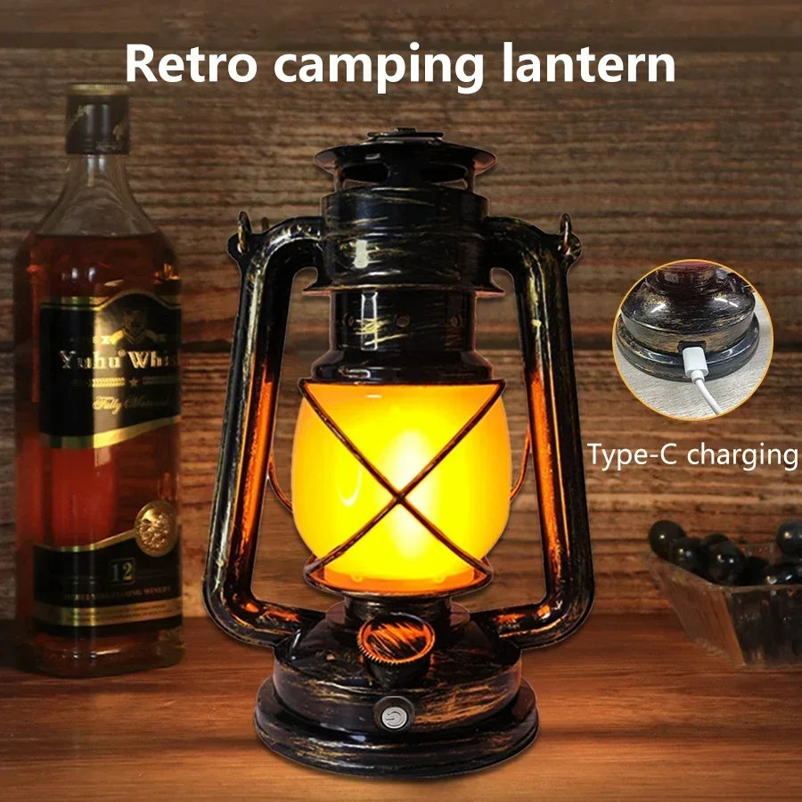 Lanterna Vintage com Efeito Chama