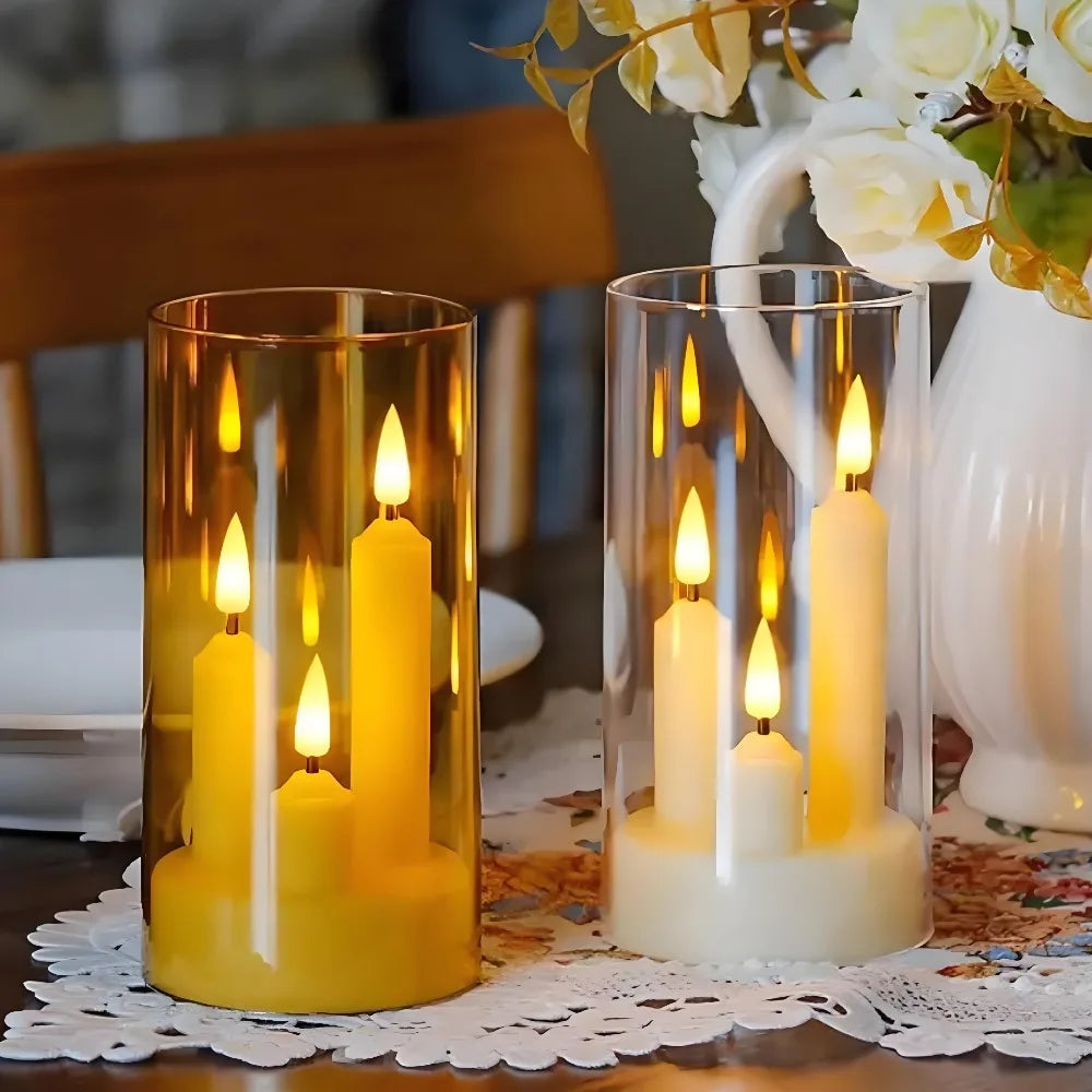 Flameless Taper Candle Set