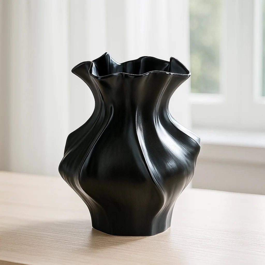 Textured Wave Ceramic Vase