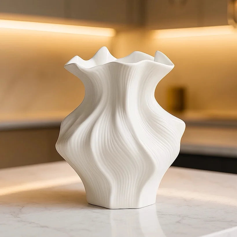 Textured Wave Ceramic Vase