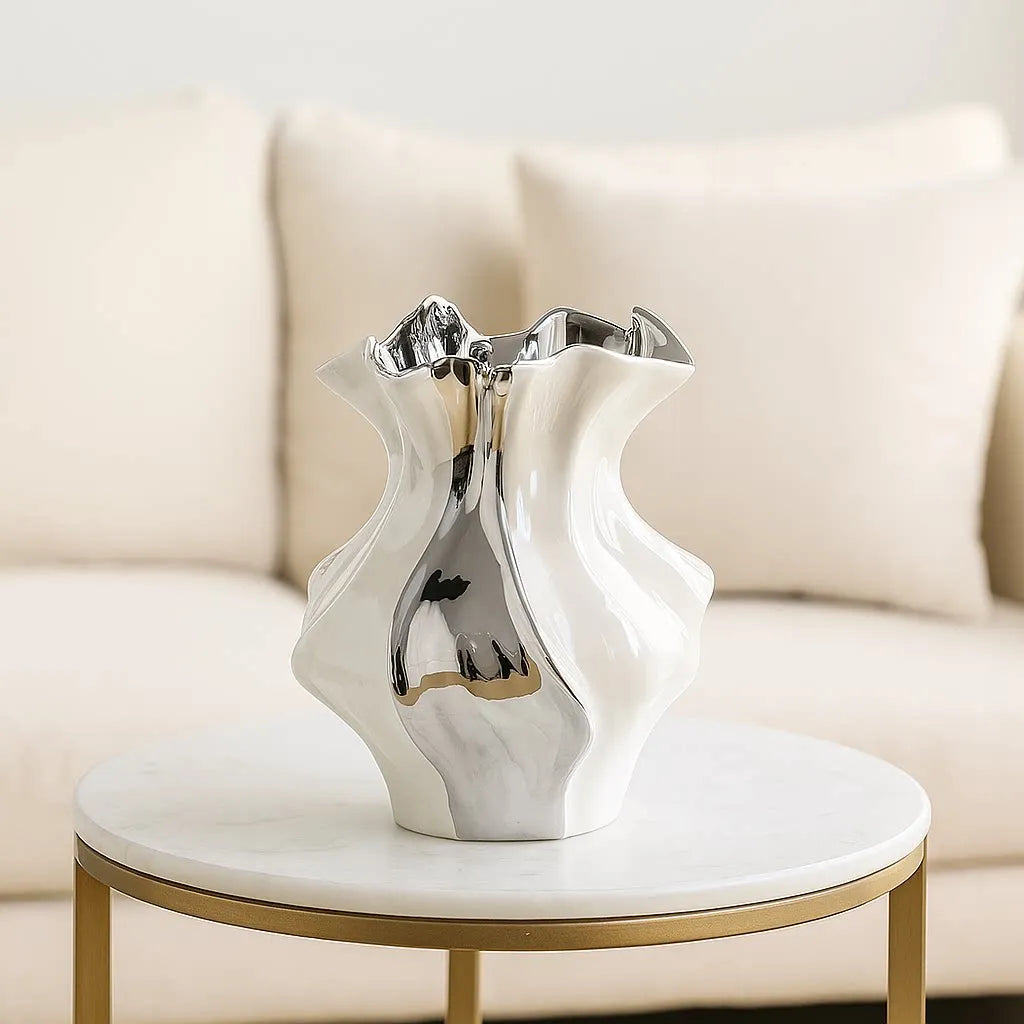 Textured Wave Ceramic Vase