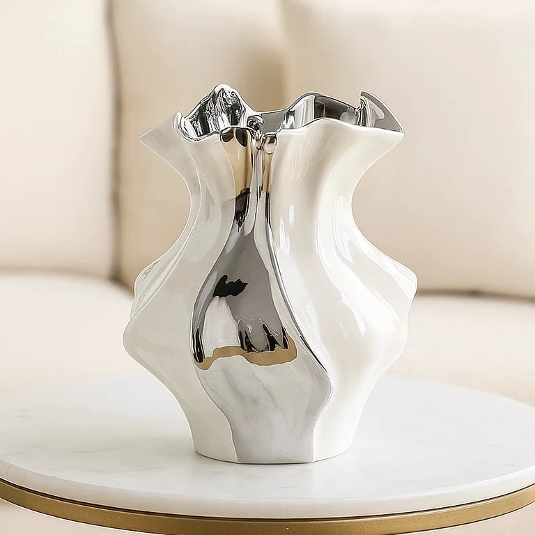 Textured Wave Ceramic Vase