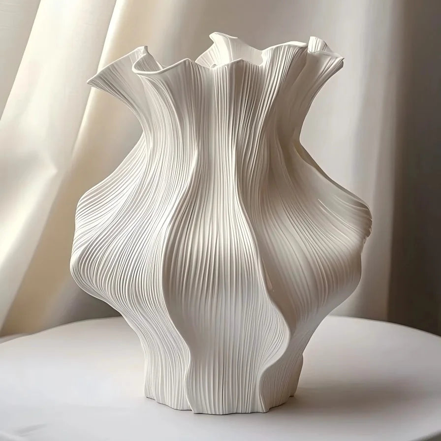 Textured Wave Ceramic Vase