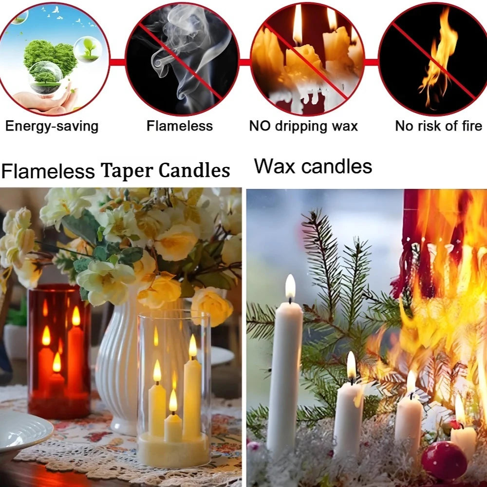 Flameless Taper Candle Set